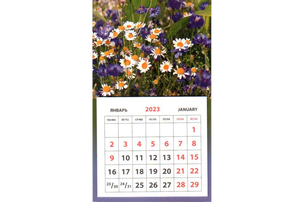 Календарь на магните - Ромашки и колокольчики 
