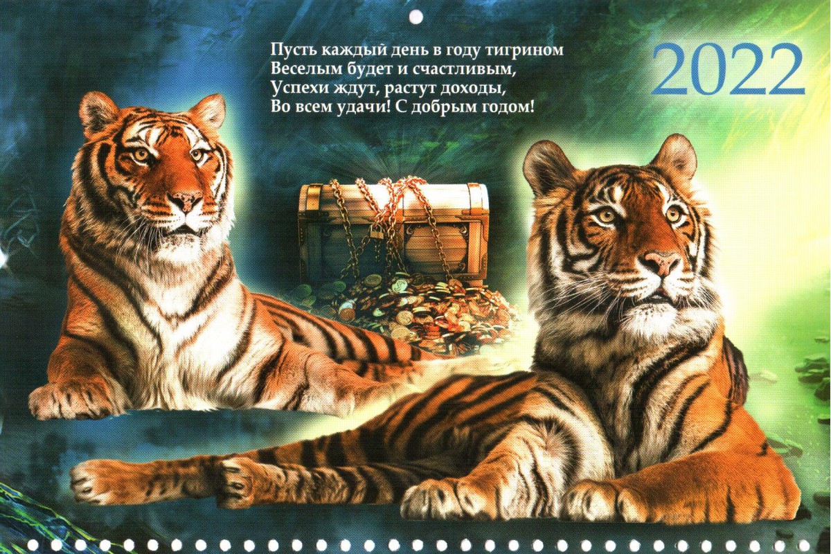Два тигра и деньги - календарь трио с символом года